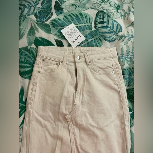 NWT Djerf Avenue Remake Denim Skirt Maxi Cream - Picture 5 of 13